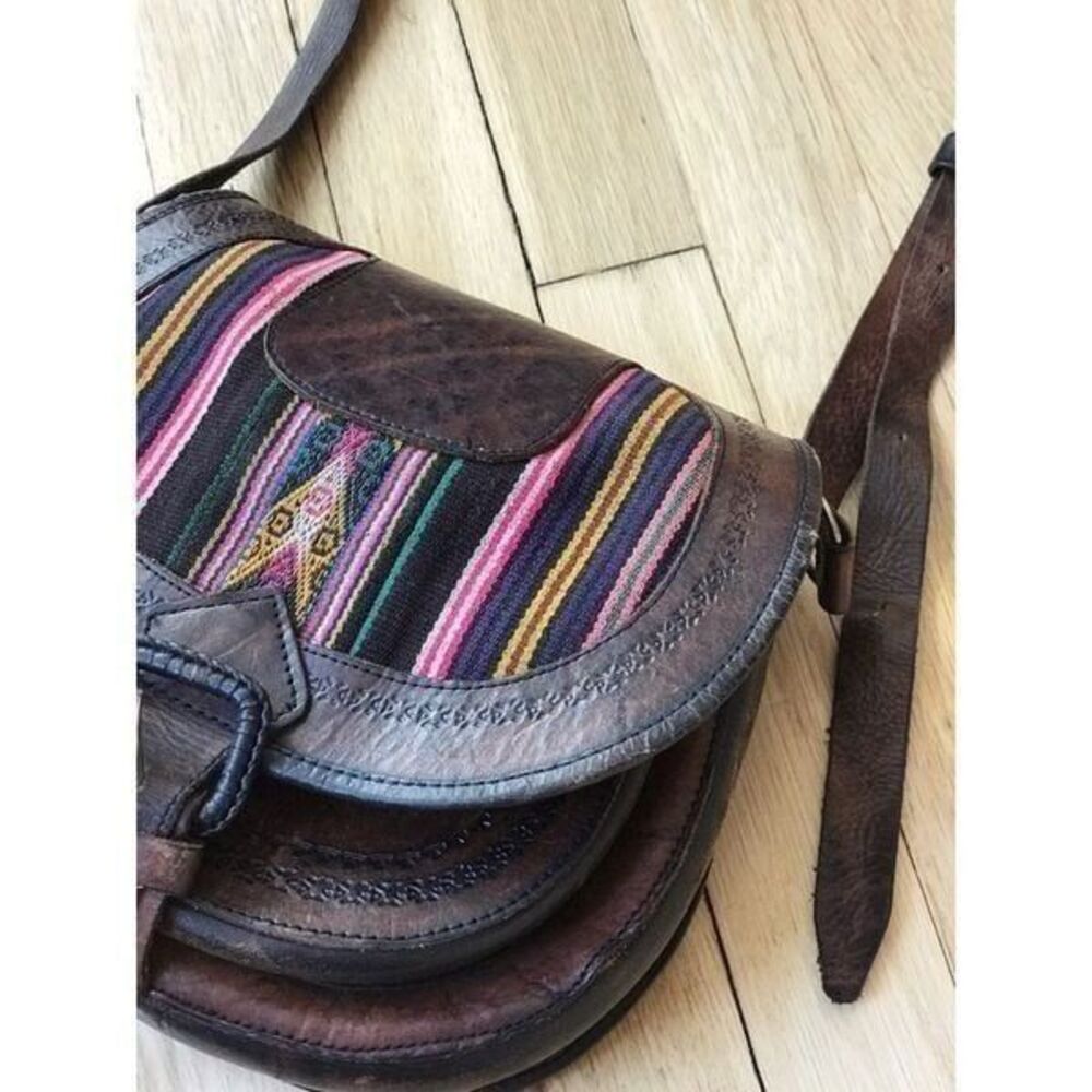 Vintage Leather Woven Handbag